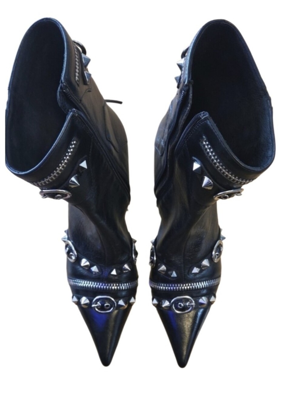 Jeffrey Campbell Black Studded Pointed Toe Ankle Booties